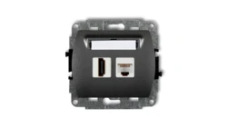 TREND Gniazdo pojedyncze HDMI + Gniazdo komputerowe pojedyncze 1xRJ45, kat. 5e, 8-stykowy grafitowy 11GHK