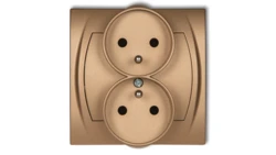 LOGO Gniazdo podwójne z/u z przesłonami złoty metalik 8LGPR-2zp