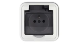 LIZA Gniazdo bryzgoszczelne z/u (klapka dymna) biały GPH-1zd