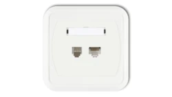 LIZA Gniazdo telefoniczne pojedyncze 1xRJ11, 4-stykowe + gniazdo komputerowe pojedyncze 1xRJ45, kat. 5e, 8-stykowe biały GLTK