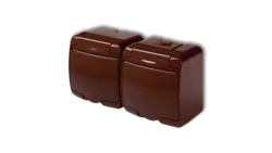 JUNIOR Gniazdo podwójne z/u (klapka brązowa) brązowy 4GHE-2p