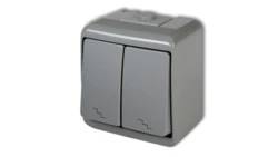 JUNIOR Łącznik podwójny schodowy popielaty IP54 10WHE-7