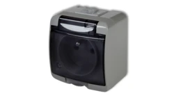 JUNIOR Gniazdo pojedyncze z/u (klapka dymna) popielaty 10GHE-1dp