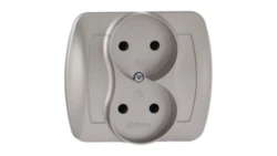 Simon Akord Gniazdo podwójne b/u 16A IP20 aluminium metalizowane AG2/26