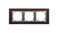 Simon 82 Ramka potrójna pozioma drewniana wenge/ ramka pośrednia aluminium mat 82937-65