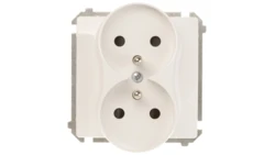 Simon Basic Gniazdo podwójne z/u 16A IP20 z przesłoną torów białe BMGZ2Mz.01/11