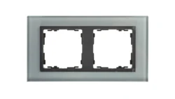 Simon 82 Ramka podwójna pozioma szklana szara/ ramka pośrednia grafit 82827-35
