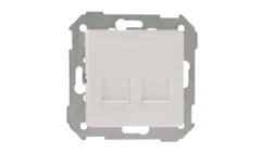 Simon 82 Pokrywa gniazda teleinformatycznego podwójnego 2xRJ płaska z adapterem i przesłoną biała 82006-30