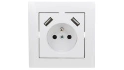 Sentia Gniazdo pojedyncze z/u 16A z USB 2x2,1A 5VDC z przesłonami i ramką białe GPT 2P+Z 2xUSB 1488-00