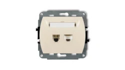 TREND Gniazda telefoniczne pojedyncze 1xRJ11 + komputerowego pojedynczego 1xRJ45, kat. 5e, 8-stykowy beżowy 1GTK