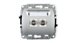 TREND Gniazdo antenowe podwójnego typu F (SAT) niklowany srebrny 5GF-2