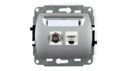 TREND Gniazdo antenowe pojedyncze typu F (SAT) + gniazda komputerowe pojedyncze 1xRJ45 kat. 5e 8-stykowy srebrny 5GFK-1