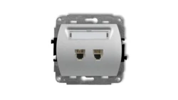 TREND Gniazda telefoniczne podwójne 2xRJ11, 4-stykowy srebrny metalik 7GT-2