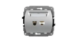 TREND Gniazda telefoniczne pojedyncze 1xRJ11 + komputerowego pojedynczego 1xRJ45, kat. 5e, 8-stykowy srebrny metalik 7GTK