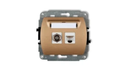 TREND Gniazdo antenowe pojedyncze typu F (SAT) + gniazda komputerowe pojedyncze 1xRJ45 kat. 5e 8-stykowy złoty metalik 8GFK-1