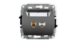 TREND Gniazda telefoniczne pojedyncze 1xRJ11 + komputerowego pojedynczego 1xRJ45, kat. 5e, 8-stykowy grafitowy 11GTK