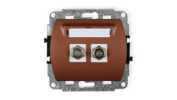 TREND Gniazdo antenowe podwójnego typu F (SAT) niklowany brĄzowy metalik 9GF-2