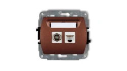 TREND Gniazdo antenowe pojedyncze typu F (SAT) + gniazda komputerowe pojedyncze 1xRJ45 kat. 5e 8-stykowy brĄzowy metalik 9GFK-1