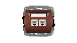 TREND Gniazda komputerowe podwójne 2xRJ45, kat. 6, ekranowane, 8-stykowy brĄzowy metalik 9GK-6