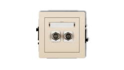 DECO Gniazdo antenowe podwójnego typu F (SAT) niklowany beżowy 1DGF-2