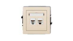DECO Gniazda telefoniczne pojedyncze 1xRJ11 + komputerowego pojedynczego 1xRJ45, kat. 5e, 8-stykowy, beznarzędziowe beżowy 1DGTK