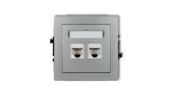 DECO Gniazda komputerowe podwójne 2xRJ45, kat. 6, 8-stykowy srebrny metalik 7DGK-4