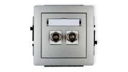 DECO Gniazdo antenowe podwójnego typu F (SAT) niklowany srebrny metalik 7DGF-2