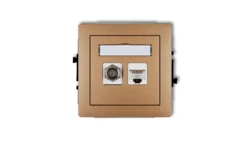 DECO Gniazdo antenowe pojedyncze typu F (SAT) + gniazda komputerowe pojedyncze 1xRJ45 kat. 5e 8-stykowy złoty metalik 8DGFK-1