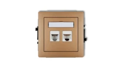 DECO Gniazda telefoniczne pojedyncze 1xRJ11 + komputerowego pojedynczego 1xRJ45, kat. 5e, 8-stykowy, beznarzędziowe złoty metali