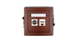 DECO Gniazdo antenowe pojedyncze typu F (SAT) + gniazda komputerowe pojedyncze 1xRJ45 kat. 5e 8-stykowy brązowy metalik 9DGFK-1