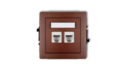 DECO Gniazda telefoniczne podwójne 2xRJ11, 4-stykowy, beznarzędziowe brązowy metalik 9DGT-2