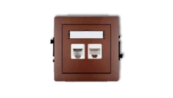 DECO Gniazda telefoniczne pojedyncze 1xRJ11 + komputerowego pojedynczego 1xRJ45, kat. 5e, 8-stykowy, beznarzędziowe brązowy meta