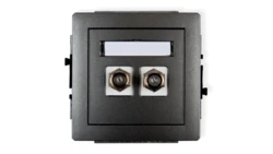 DECO Gniazdo antenowe podwójnego typu F (SAT) niklowany grafitowy 11DGF-2