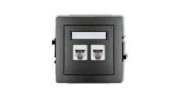 DECO Gniazda telefoniczne podwójne 2xRJ11, 4-stykowy, beznarzędziowe grafitowy 11DGT-2