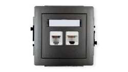 DECO Gniazda telefoniczne pojedyncze 1xRJ11 + komputerowego pojedynczego 1xRJ45, kat. 5e, 8-stykowy, beznarzędziowe grafitowy 11