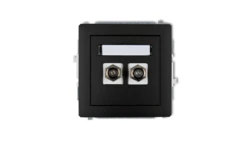 DECO Gniazdo antenowe podwójnego typu F (SAT) niklowany czarny mat 12DGF-2