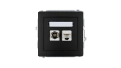 DECO Gniazdo antenowe pojedyncze typu F (SAT) + gniazda komputerowe pojedyncze 1xRJ45 kat. 5e 8-stykowy czarny mat 12DGFK-1