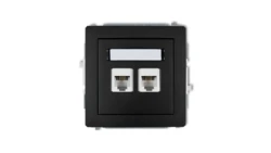 DECO Gniazda telefoniczne podwójne 2xRJ11, 4-stykowy, beznarzędziowe czarny mat 12DGT-2