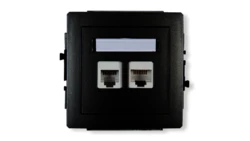 DECO Gniazda telefoniczne pojedyncze 1xRJ11 + komputerowego pojedynczego 1xRJ45, kat. 5e, 8-stykowy, beznarzędziowe czarny mat 1