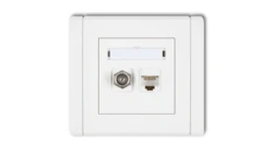 FLEXI Gniazdo antenowe pojedyncze typu F (SAT) + gniazdo komputerowe pojedyncze 1xRJ45 kat. 5e 8-stykowe biały FGFK-1