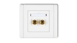 FLEXI Gniazdo głośnikowe pojedyncze (typu banan - czerwony i czarny, pozłacane, 4 mm2, do lutowania) biały FGG-3