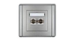 FLEXI Gniazdo antenowe podwójne typu F (SAT) niklowane srebrny metalik 7FGF-2