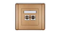 FLEXI Gniazdo antenowe podwójne typu F (SAT) niklowane złoty metalik 8FGF-2