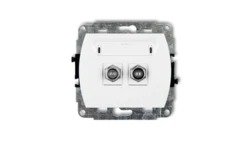 TREND Gniazdo antenowe podwójnego typu F (SAT) niklowany biały GF-2