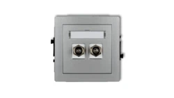 DECO Gniazdo antenowe podwójnego typu F (SAT) pozłacany srebrny metalik 7DGF-2.1