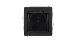 DECO Gniazdo bryzgoszczelne z/u (klapka dymna) czarny mat 12DGPB-1zdp