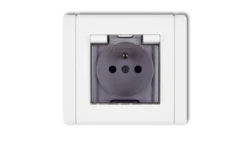 FLEXI Gniazdo bryzgoszczelne z/u (klapka dymna) biały FGPB-1zdp