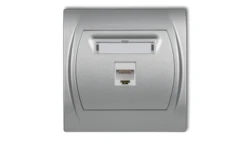 LOGO Gniazdo komputerowe pojedyncze 1xRJ45, kat. 5e, 8-stykowy srebrny metalik 7LGK-1