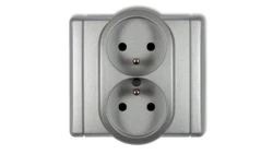 FLEXI Gniazdo podwójne z/u srebrny metalik 7FGP-2zp