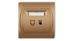 LOGO Gniazdo telefoniczne pojedyncze 1xRJ11, 4-stykowy złoty metalik 8LGT-1